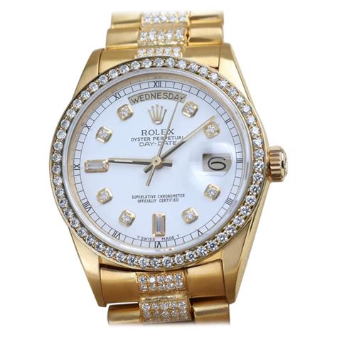 rolex quadrante bianco con diamanti|orologio rolex oro giallo.